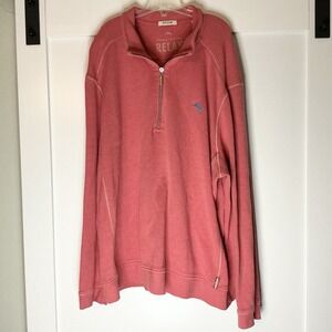 Tommy Bahama Relax Sweater Men 2XL Coral Casual Outdoor Quarter Zip Pullover